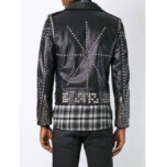 Men's Classic Sliver Studded Leather Motorcycle Jacket, Biker Leather Black Jacket - leathersguru