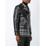 Men's Classic Sliver Studded Leather Motorcycle Jacket, Biker Leather Black Jacket - leathersguru