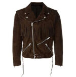 Men's Fringe Motorcycle Suede Jacket Men's Clothing, Men's Cow Boy Brown Western Jacket - leathersguru