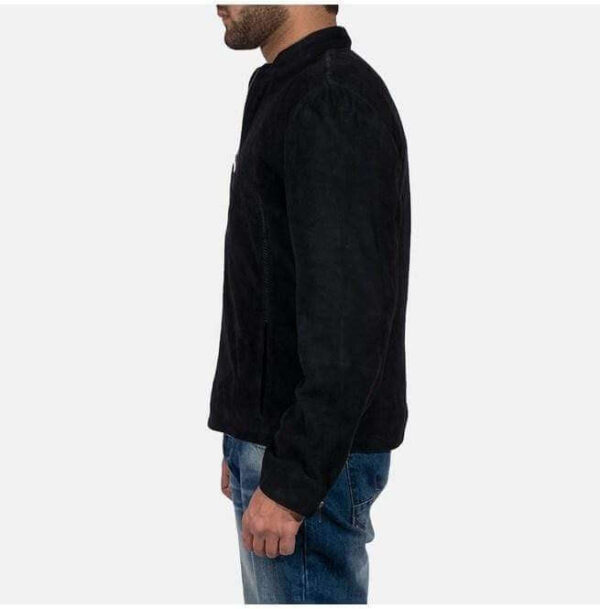 Men's Genuine Black Suede Leather Jacket, Men's Biker Zipper Jacket - leathersguru