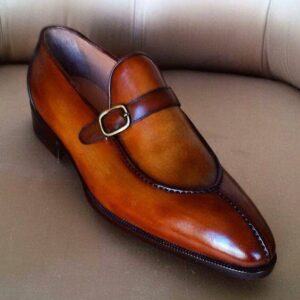 Handmade Brown Split Toe Monk Strap Leather Shoe - leathersguru
