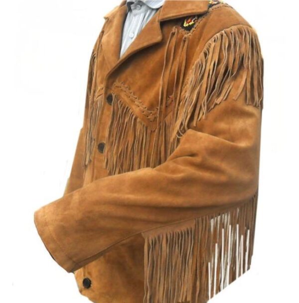 Men's Tan Suede Leather Jacket, Cowboy Jacket - leathersguru