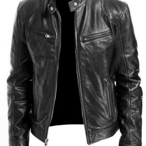 Vintage Slim fit Biker Bomber Black Leather Men Jacket - leathersguru