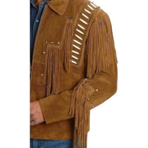 Men's Western Suede Jacket, Brown Fringe Cowboy Jacket - leathersguru