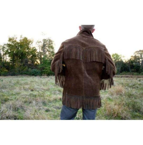 Men's Western Suede Jacket, Dark Brown Cowboy Suede Fringe Jacket - leathersguru