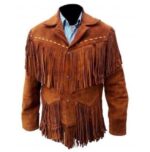 Men's Western Suede Jacket, Tan Color Cowboy Suede Fringe Jacket - leathersguru