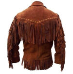 Men's Western Suede Jacket, Tan Color Cowboy Suede Fringe Jacket - leathersguru