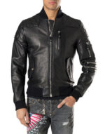 Men Black Trendy Bomber Leather Biker Jacket Men Designer Fashion Highway Jacket