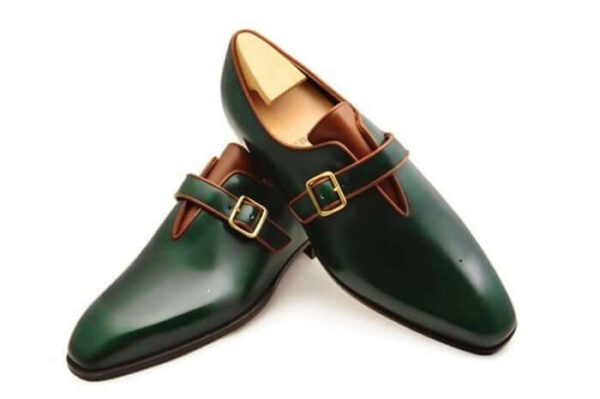 Men Dress Shoes Handmade Men's Greed Leather Monk Shoes, Men's Formal Shoes