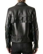 Men Handmade Black western Fringe Leather Jacket, Men's western Leather Jacket