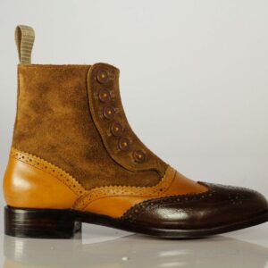 Men Hand stitched Leather Boots,Leather formal wing tip Ankle boot