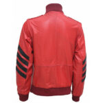 Men Maroon Bomber Military Leather Jacket