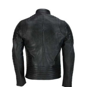 Men’s Vintage Designer Quilted Panel Style Sheep Leather Biker Black Jacket - leathersguru