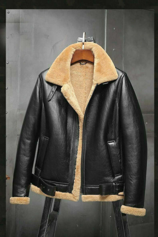 Men's Aviator RAF B3 Flying Bomber Fur Shearling Sheepskin Leather Jackets