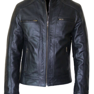 Men’s Black Slim Biker Leather Jacket,Pure Leather Jacket