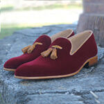 Men's Burgundy Tussles Suede Formal Shoes ,Handmade Shoes