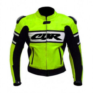 Men's Custom Fluoresce CBR Motorcycle Style Biker Cowhide Leather Jacket Hump - leathersguru