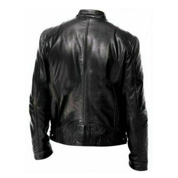 Men's Genuine Lambskin Leather Jacket BLACK  Slim fit Biker Jacket