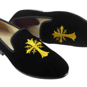 Men's Handmade Embriodered shoes, Black Casual Velvet Slippers Custom Design