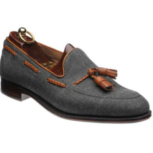 Men's Handmade Gray Denim Tussles Loafers Shoes