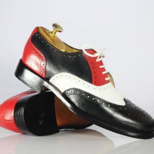 Men's Handmade Multi Color Wing Tip Brogue Shoes, Men Leather Lace Up Shoes