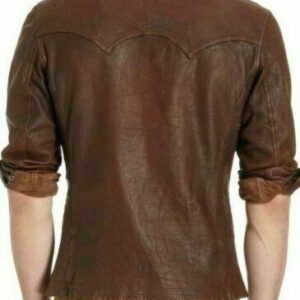 Men's Leather Shirt Genuine Lambskin Vintage Jacket Biker