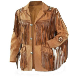 Men's New Tan Brown Western Suede Cow Leather Jacket Fringes, Cowboy Jacket