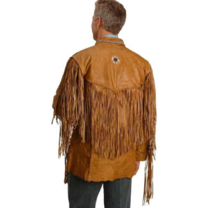 Men's New Tan Brown Western Suede Cow Leather Jacket Fringes, Cowboy Jacket