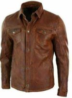 Men's Real Lambskin Genuine Leather Shirt Stylish Biker Shirt Vintage Jacket