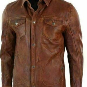 Men's Real Lambskin Genuine Leather Shirt Stylish Biker Shirt Vintage Jacket