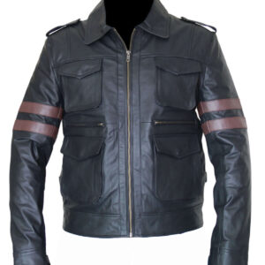 Men’s Six Pocket Black Biker Leather Jacket