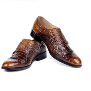 Men's Two Tone New Style Pure Alligator Texture Handmade Double Buckle Shoes