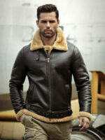 Men's Aviator RAF B3 Flying Bomber Fur Shearling Sheepskin Leather Jackets