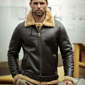 Men's Aviator RAF B3 Flying Bomber Fur Shearling Sheepskin Leather Jackets