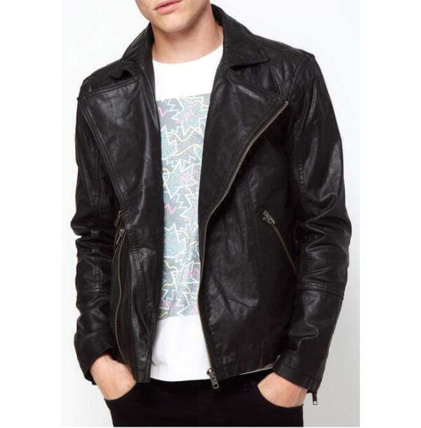 Men's Biker Leather Jacket, Handmade Black Leather Stylish Jacket - leathersguru