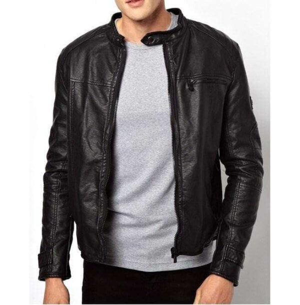 Men's Biker Leather Jacket, Handmade Black Leather Stylish Jacket - leathersguru