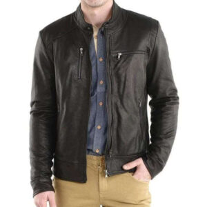 Handmade Men's Biker Leather Jacket, Black Leather Zipper Jacket Men's - leathersguru