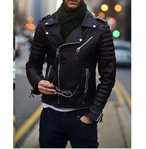 Men's Biker Leather Jacket, Men's Fashion Black Motorcycle Jacket, Men's Jackets - leathersguru