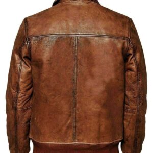 Mens Vintage Distressed Brown Bomber Winter Leather Biker Jacket - leathersguru