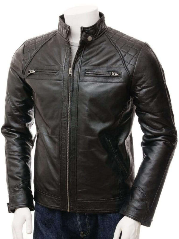 Men's Black Biker Leather Jacket, Genuine fashion biker jacket - leathersguru