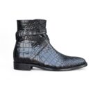 Men’s Black Jodhpurs Alligator Leather Boot,Hand Painted Boot