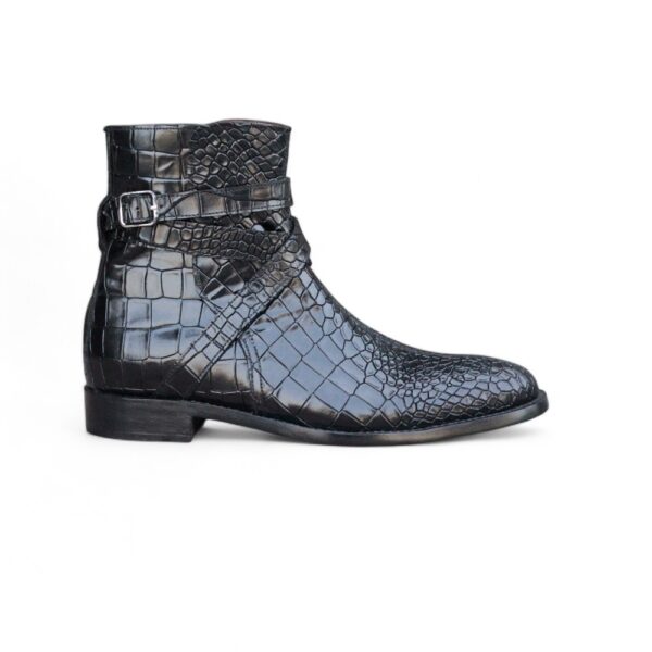 Men’s Black Jodhpurs Alligator Leather Boot,Hand Painted Boot