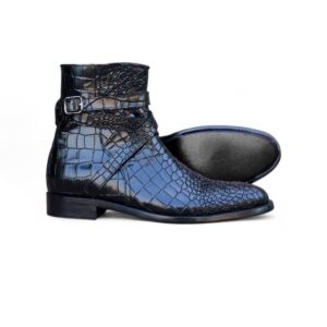 Men’s Black Jodhpurs Alligator Leather Boot,Hand Painted Boot