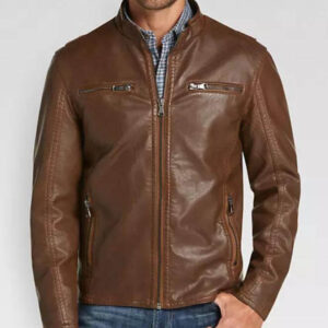 Men's Brown Modern Fit Moto Leather Jacket, Designer Biker Fashion Genuine Leather Jacket - leathersguru