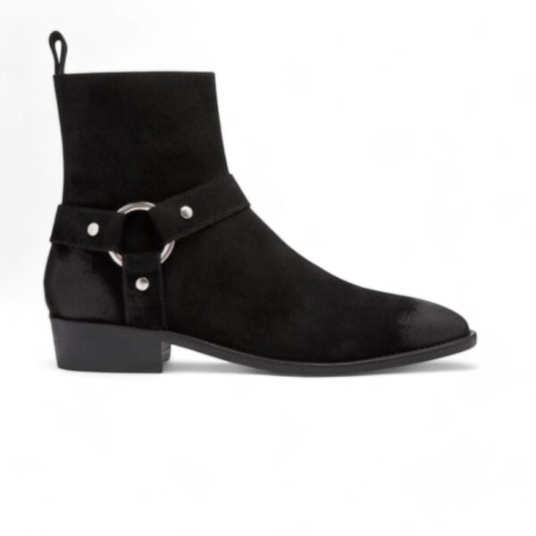 Mens Black Suede Ankle Boots, Men Punk Rock Style Zipper Boot,