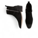 Mens Black Suede Ankle Boots, Men Punk Rock Style Zipper Boot,