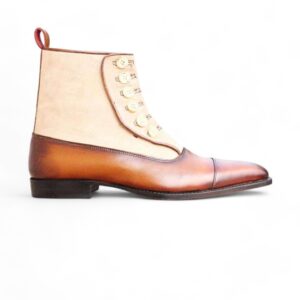 Men's Brown Button Top Ankle Boots