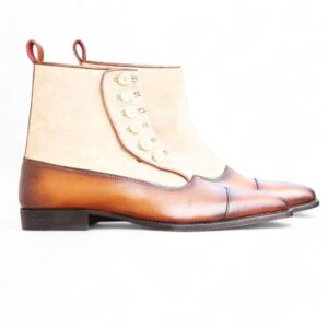 Men's Brown Button Top Ankle Boots