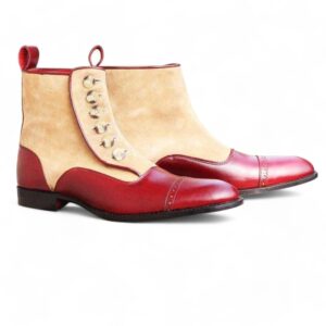 Men’s Burgundy Button Top Ankle Boot