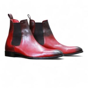 Men's Chelsea Two Tone Leather Ankle boots,Handmade Men Casual Boots